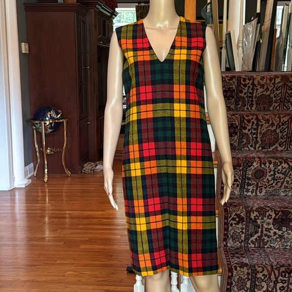 Vintage 1960s Bill Atkinson Glen of Michigan Jr. Retro Style Plaid Lined Dress - Picture 7 of 16